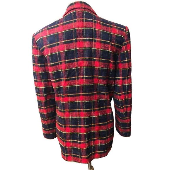 Vintage JOAN LESLIE TARTAN CHRISTMAS PLAID JACKET BLAZER LINED SIZE 16 - Picture 7 of 14
